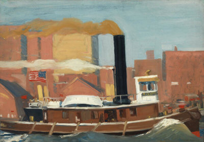 Edward Hopper - Tugboat with Black Smokestack, 1908