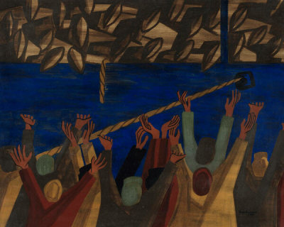 Jacob Lawrence - War Series: Docking - Cigarette, Joe?, 1947